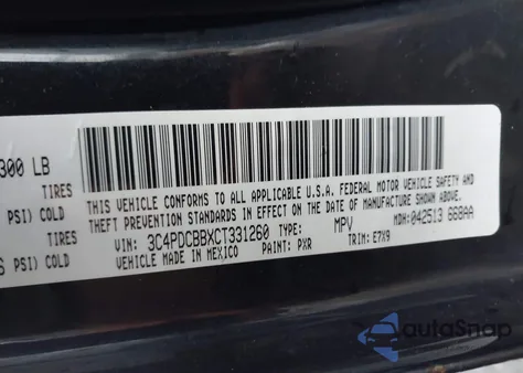 2012 Dodge Journey Sxt из США, поврежденный, VIN 3C4PDCBBXCT331260